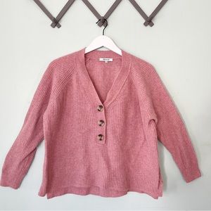 Madewell Ribbed Lyle Henley Sweater in Heather Watermelonsugar